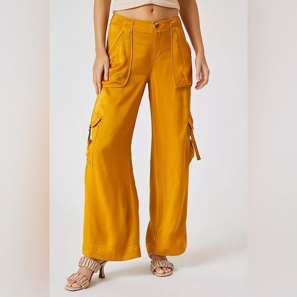 Anthropologie Pants - NWT Anthropologie Wide-Leg Cargo Utility Pants Satin Size 12